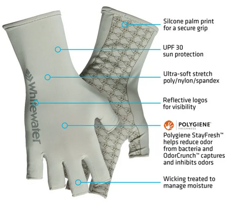 Whitewater Half Finger Fishing Glove Heathered Grey LG/XL