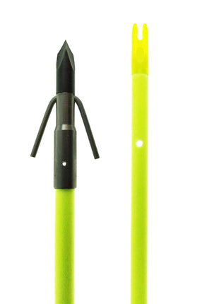 MUZZY Classic Chartreuse Fish Arrow with Gar Point (nock, bottle slide installed)