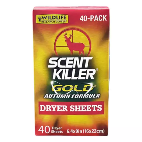 WILDLIFE RESEARCH Scent Killer Gold Autumn Formula Dryer Sheets 40-Pack