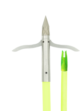 MUZZY Iron 2-blade Fish Point w/Chartreuse arrow (nock installed)