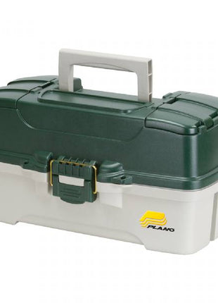 PLANO 3 TRAY TACKLE BOX W/ DUALTOP ACCESS DK GREEN/OFF WHITE