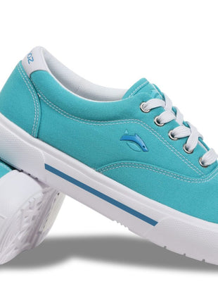 FISHOOZ WOMENS SUNBRELLA LACE SHOE TEAL/WHITE 7.5