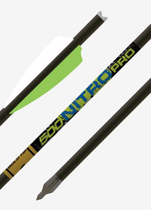 GOLD TIP BOLT NITRO PRO (.347) 22" (.001) Flat Nocks 3.5" Fusion X Vanes (6pk) Loose