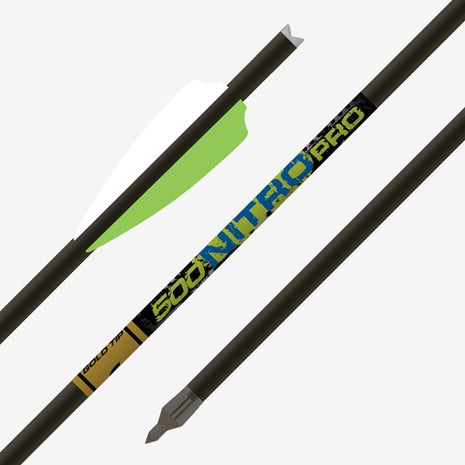 GOLD TIP BOLT NITRO PRO (.347) 22" (.001) Flat Nocks 3.5" Fusion X Vanes (6pk) Loose