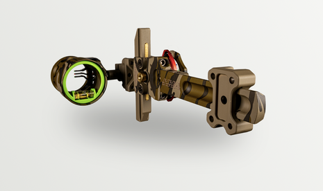 HHA LIMITED EDITION MOSSY OAK BOTTOMLAND NYTRX PRO X3 THREE PIN DOVETAIL, .019 GREEN AND RED PINS