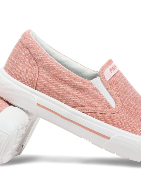 FISHOOZ WOMENS SUNWASHED SLIP ON SHOE CORAL/WHITE 6