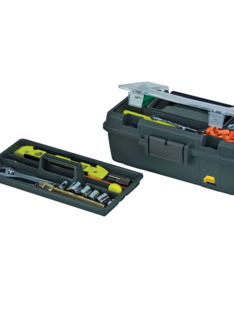 PLANO 3 TRAY TACKLE BOX W/ DUALTOP ACCESS DK GREEN/OFF WHITE