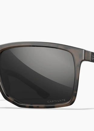 WX AXE  Captivate™ Polarized Black Mirror Lenses with Matte Tortoise Brown Frame