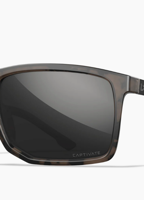 WX AXE  Captivate™ Polarized Black Mirror Lenses with Matte Tortoise Brown Frame