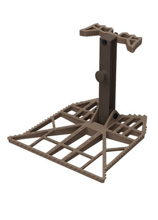 The Tethrd Workhorse Platform XL is a die-cast aluminum saddle hunting platform built for strength, a low-profile setup, and 360-degree shooting control.