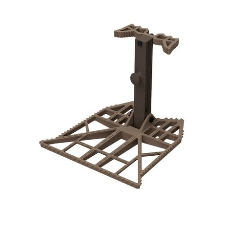 The Tethrd Workhorse Platform XL is a die-cast aluminum saddle hunting platform built for strength, a low-profile setup, and 360-degree shooting control.