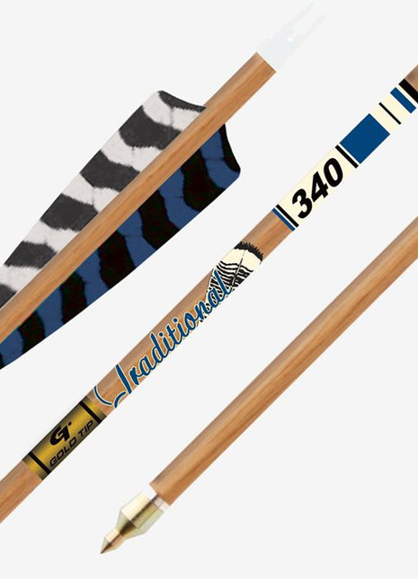 GOLD TIP ARROW TRADITIONAL XT (.246) 340 5" Barred Feathers (EA)