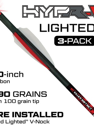 KILLER INSTINCTS LIGHTED HYPR-V&trade; 20" CROSSBOW BOLTS 3PK