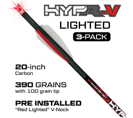 KILLER INSTINCTS LIGHTED HYPR-V&trade; 20" CROSSBOW BOLTS 3PK