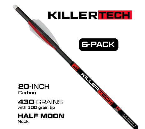 KILLERTECH&trade; 20" CROSSBOW BOLTS 6PK