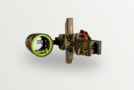 HHA MOSSY OAK BOTTOMLAND NYTRX PRO X3 THREE PIN PIC MOUNT, .010 GREEN AND RED PINS