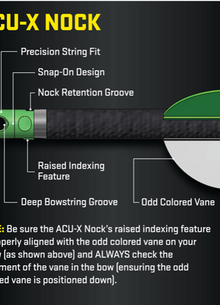 TENPOINT ACU-X RD Carbon Arrows, 20", w/ ACU-X Nock .001" Green (6pk)
