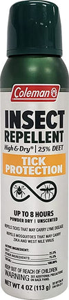 Coleman Tick Protection 25% HIGH & DRY Deet Insect Repellent - 4 oz. Aerosol