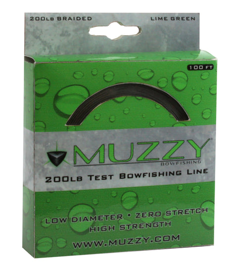MUZZY Lime Green 200# Braided Bowfishing Line 100 ft spool