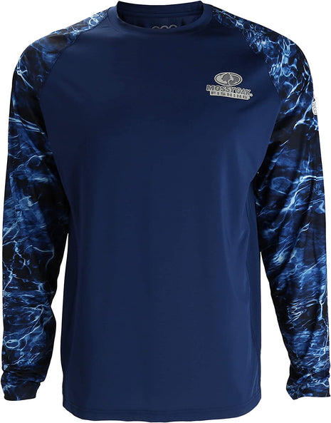 PARAMOUNT EAG Elite Mossy Oak Elements Long Sleeve Performance Fishing Shirt Marlin Cool Blue XL